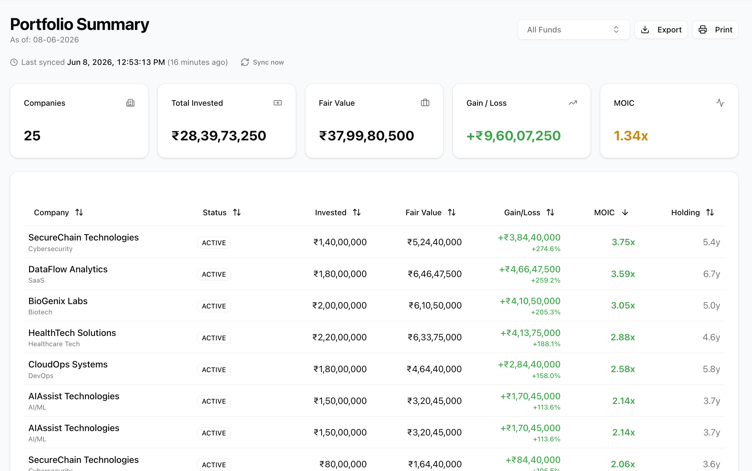 Portfolio Tracker Screen
